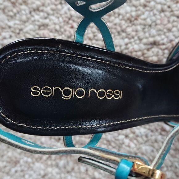 Turquoise blue Sergio Rossi butterfly heels - Picture 4 of 10